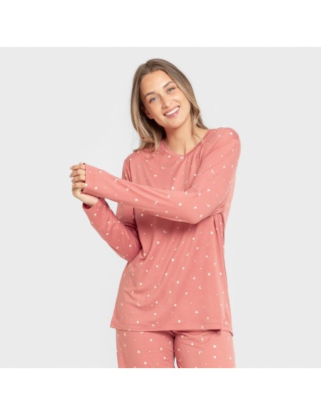 Pijama largo mujer soft Ambarina marsala