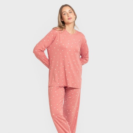 Pijama largo mujer soft Ambarina marsala