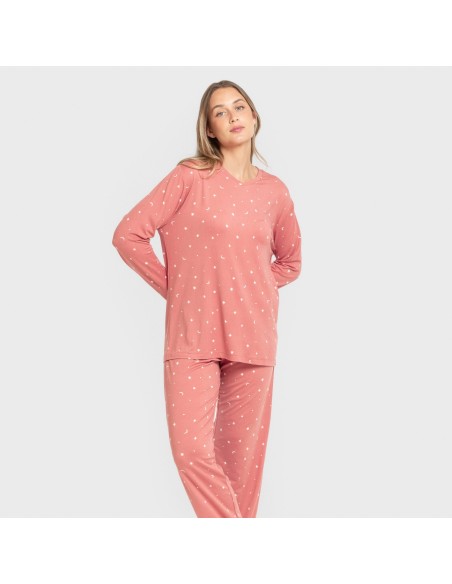 Pijama largo mujer soft Ambarina marsala