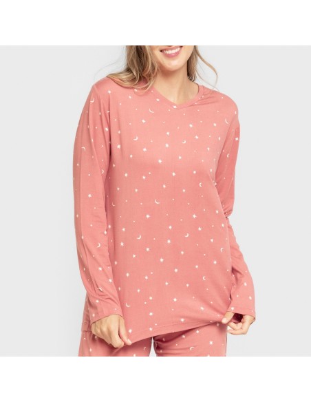 Pijama largo mujer soft Ambarina marsala