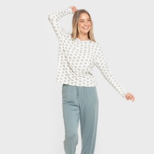 Pijama largo mujer soft Joy agua marina