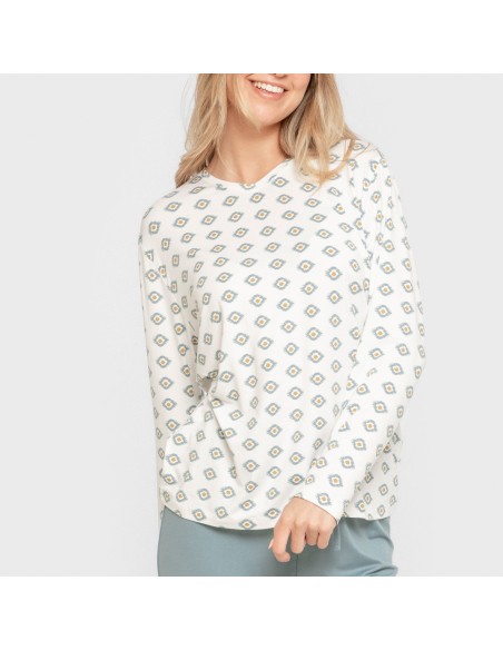 Pijama largo mujer soft Joy agua marina