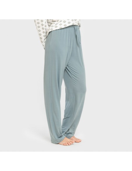 Pijama largo mujer soft Joy agua marina