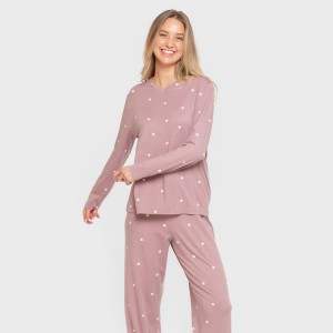 Pijama largo mujer soft Choer berenjena seco 2
