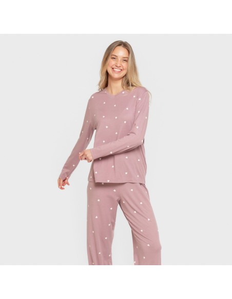 Pijama largo mujer soft Choer berenjena seco