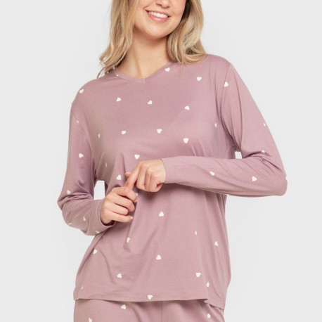 Pijama largo mujer soft Choer berenjena seco
