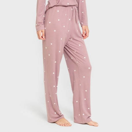Pijama largo mujer soft Choer berenjena seco