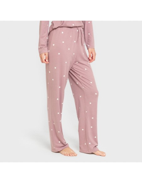 Pijama largo mujer soft Choer berenjena seco