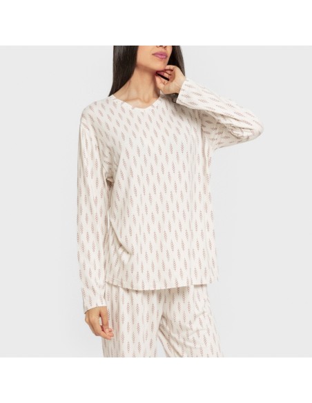 Pijama largo mujer soft Espiga berenjena