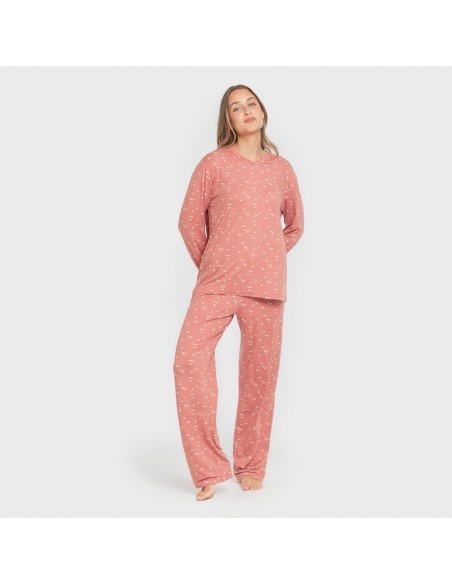 Pijama largo mujer soft Tabitha marsala