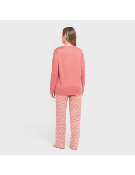 Pijama largo mujer soft Leonor marsala