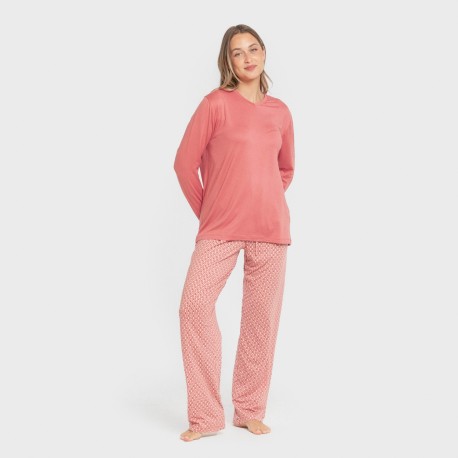 Pijama largo mujer soft Leonor marsala