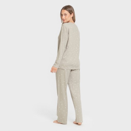 Pijama largo mujer soft Ambarina verde cacería