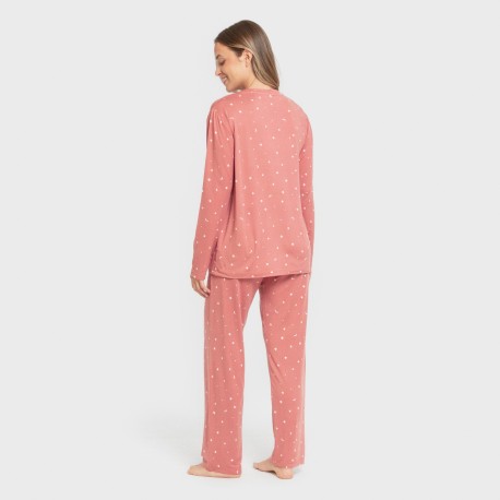 Pijama largo mujer soft Ambarina marsala