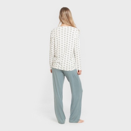 Pijama largo mujer soft Joy agua marina