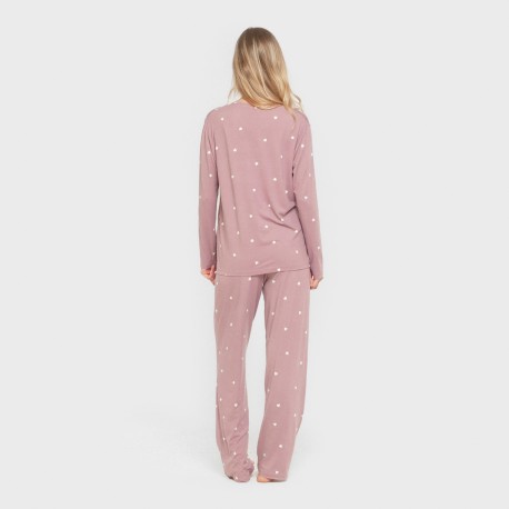 Pijama largo mujer soft Choer berenjena seco