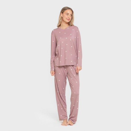 Pijama largo mujer soft Choer berenjena seco