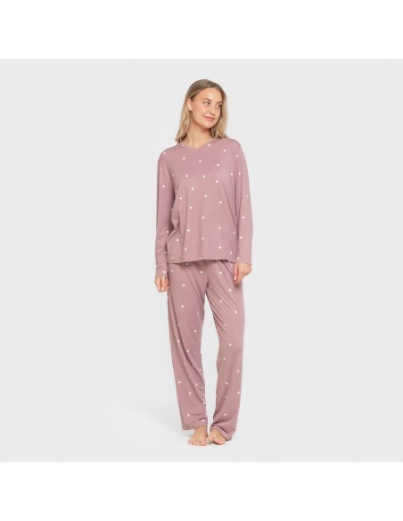 Pijama largo mujer soft Choer berenjena seco