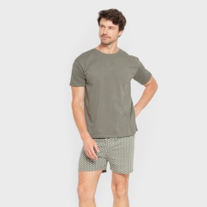 Pijama corto algodón hombre Sassy verde cacería 2