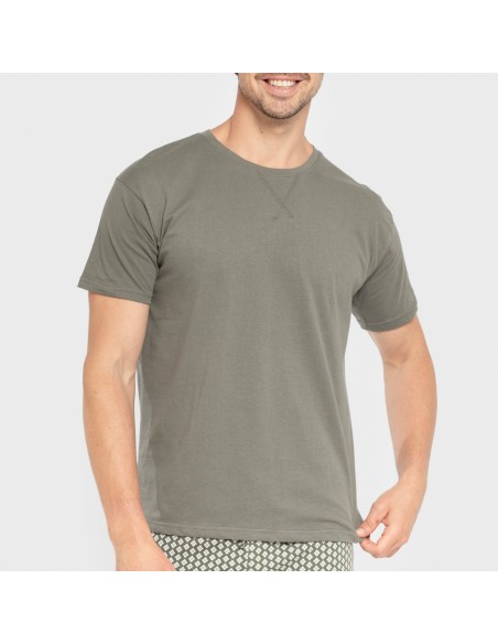 Pijama corto algodón hombre Sassy verde cacería