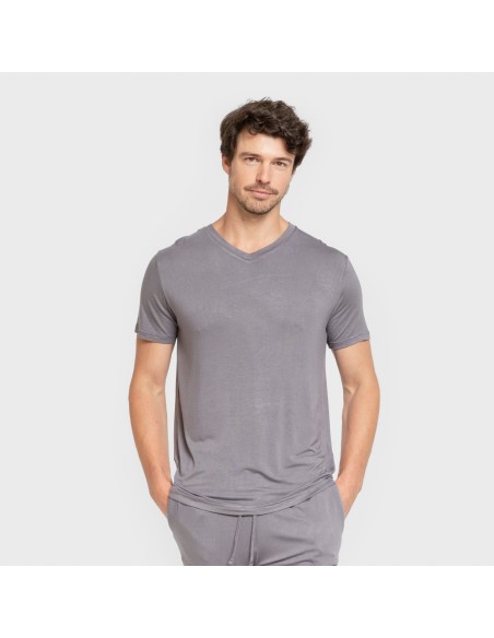 Pijama corto viscosa hombre gris azulado