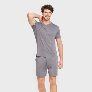 Pijama corto viscosa hombre gris azulado 2