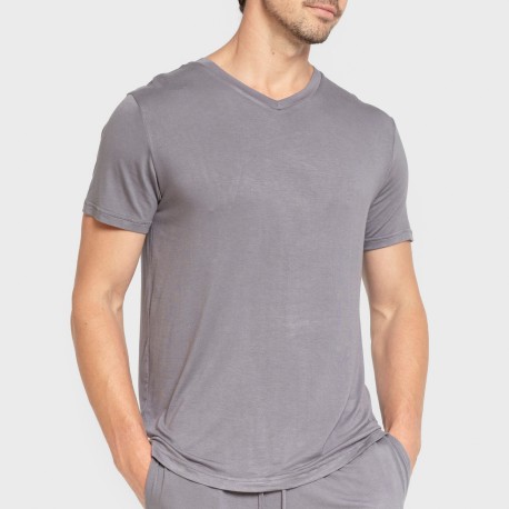 Pijama corto viscosa hombre gris azulado