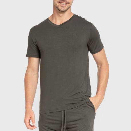 Pijama corto viscosa hombre verde oscuro