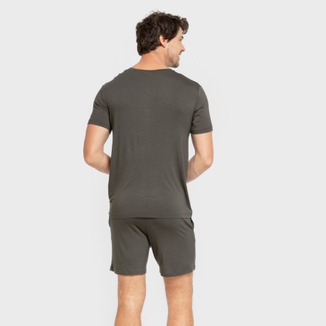 Pijama corto viscosa hombre verde oscuro