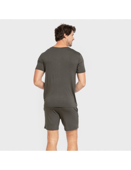 Pijama corto viscosa hombre verde oscuro
