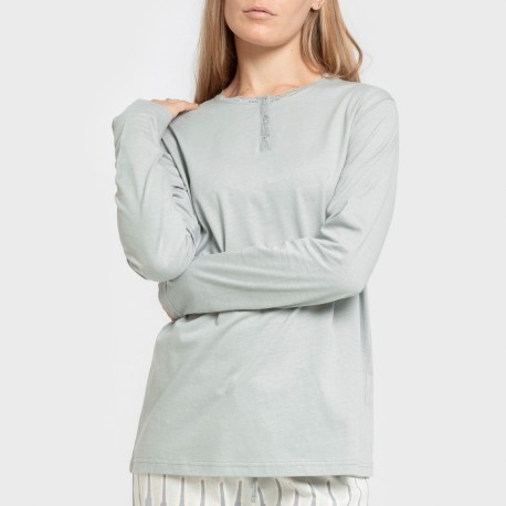 Pijama largo algodón Lalita agua marina