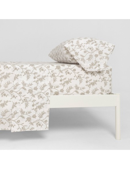 Juego de sábanas algodón Helena topo