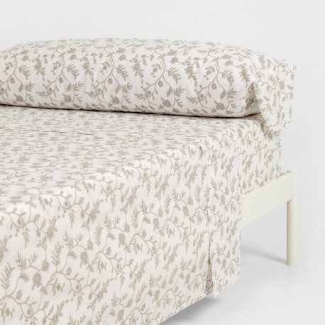 Juego de sábanas algodón Helena topo