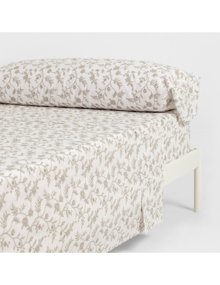 Juego de sábanas algodón Helena topo