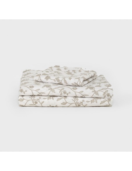 Juego de sábanas algodón Helena topo