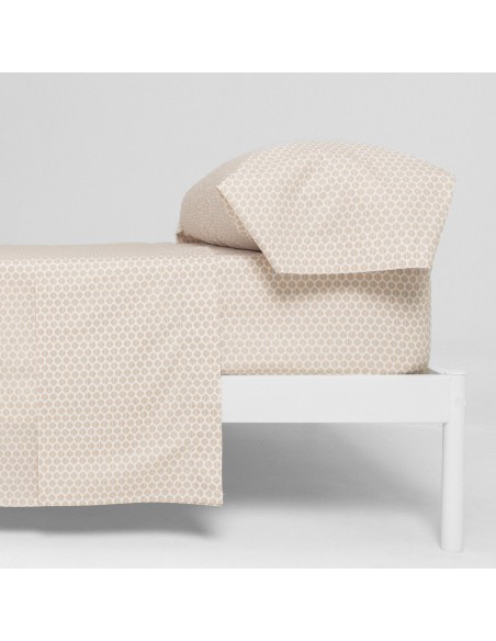 Juego de sábanas algodón percal Dune topo