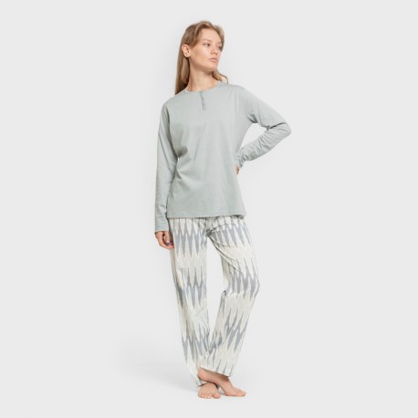 Pijama largo algodón Lalita agua marina