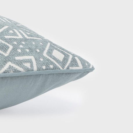 Cojín cuadrante jacquard chenilla Tiberio verde francés - funda + relleno