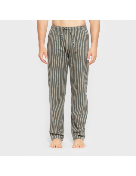 Pijama hombre franela Raya Marsellita verde - arena