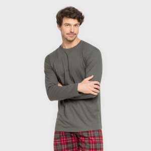 Pijama hombre franela Cuadro Guelo verde cacería