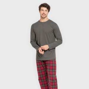 Pijama hombre franela Cuadro Guelo verde cacería 2