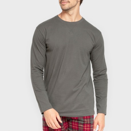 Pijama hombre franela Cuadro Guelo verde cacería