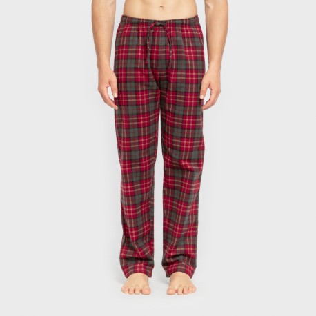 Pijama hombre franela Cuadro Guelo verde cacería