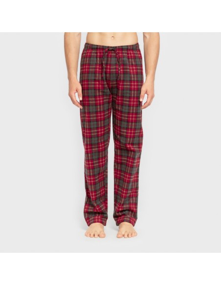 Pijama hombre franela Cuadro Guelo verde cacería