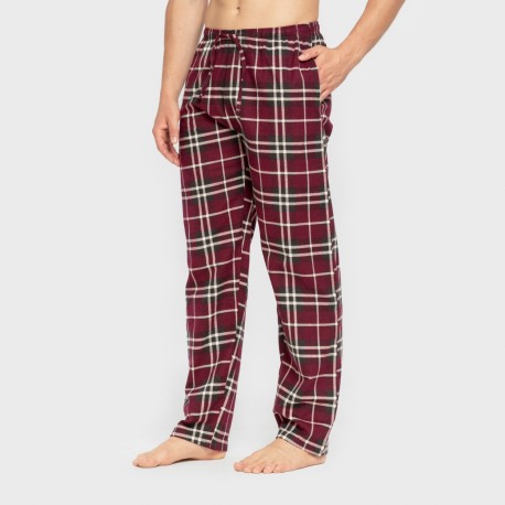 Pijama hombre franela Cuadro Sauron burdeos
