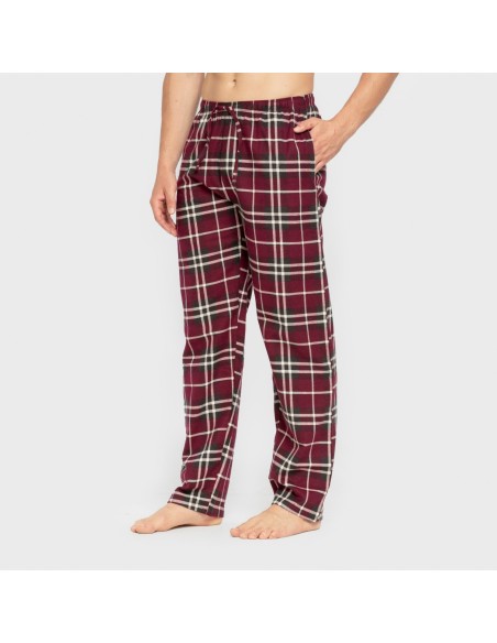 Pijama hombre franela Cuadro Sauron burdeos