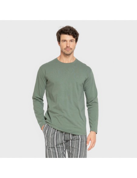Pijama hombre franela Cronos verde