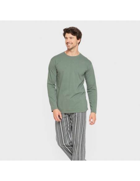 Pijama hombre franela Cronos verde