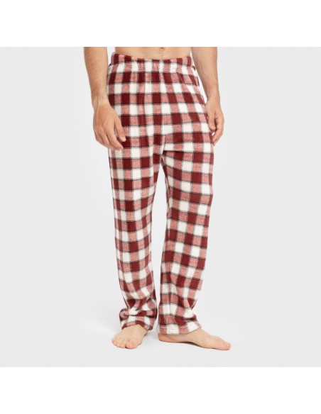 Pijama coral hombre Cuadro Gustavo burdeos