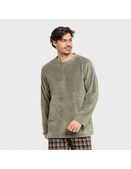 Pijama coral hombre Cuadro Frankfurt verde